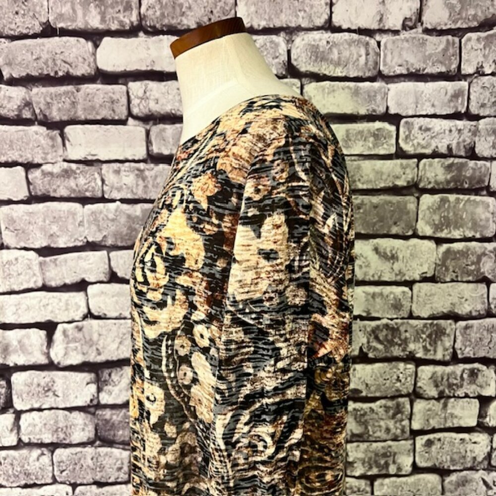 Coldwater Creek Black, Brown & Beige Long Sleeve Blouse Size XL - Picture 5 of 9